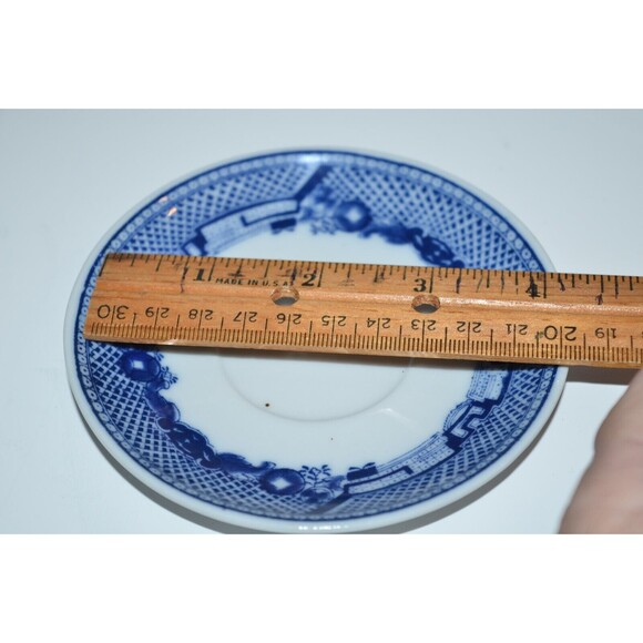 Vtg Blue Willow Demitasse Cup & Saucer blue & white set of 2 Love Birds - Picture 5 of 10